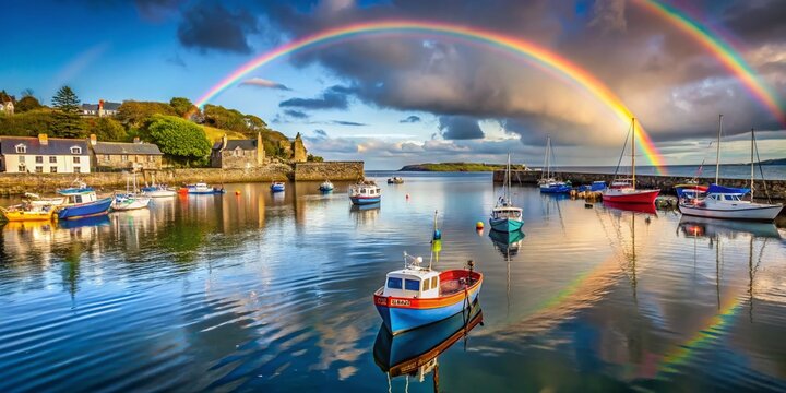 Aberdour Harbour Rainbow: Long Exposure Fishing Boats at Firth of Forth, Fife, Scotland