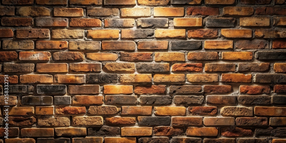Aufkleber Illuminated Rustic Brick Wall Texture A Background of Aged Brickwork
