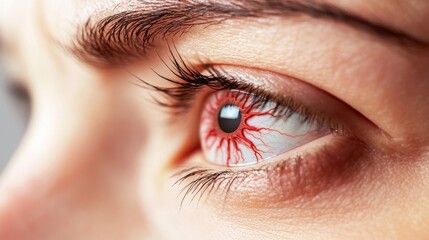 Obraz premium Eye Pain And Inflammation. Woman With Retina Fatigue, 