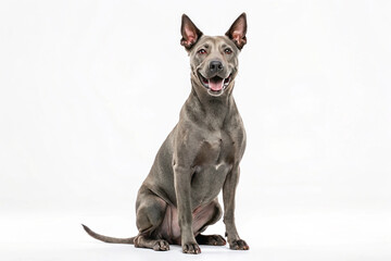 Adorable Thai Ridgeback Dog Sitting and Smiling Isolated On a White Background