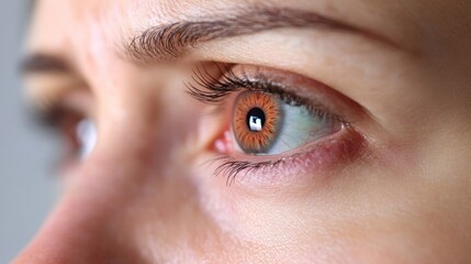 Obraz premium Eye Pain And Inflammation. Woman With Retina Fatigue, 