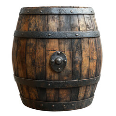 Obraz premium Old wooden barrel isolated on transparent background, PNG