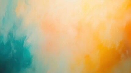 Abstract ethereal backdrop painting with vibrant teal and amber hues