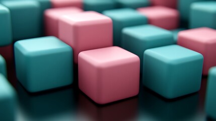 Obraz premium Pink and Teal Cubes Abstract Pattern Design