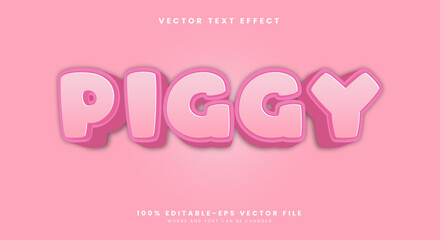 Cute pink piggy editable text effect Template