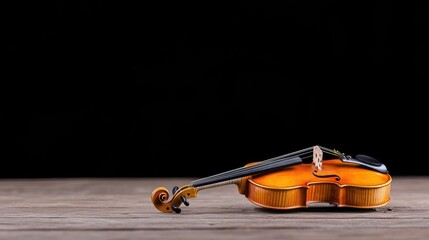 Fototapeta premium Violin on Wooden Surface, Musical Instrument, Studio Shot, for Background