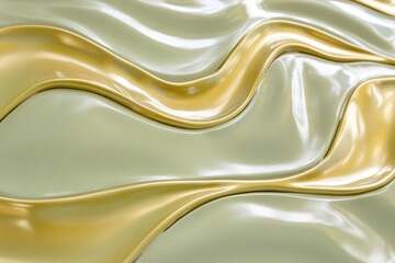 soft rolling curves in gold and light green, continuously shifting in a fluid, harmonious motion to evoke a sense of calm and elegance.