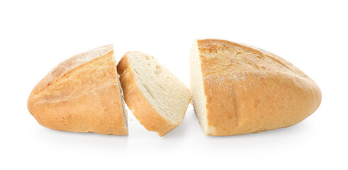 Pieces of fresh bread isolated on white