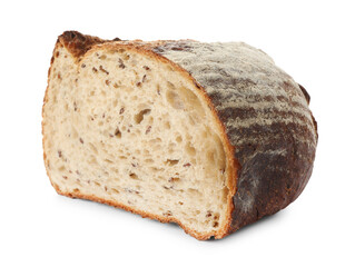 Piece of fresh bread isolated on white