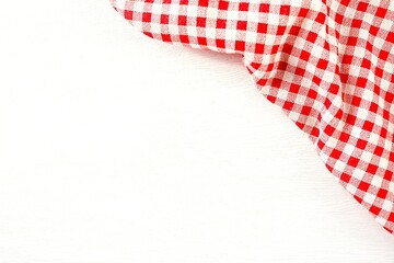Red plaid cloth on white background , wall paper