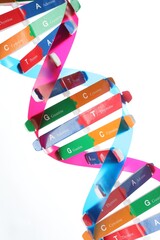 Colorful DNA structure model on white background