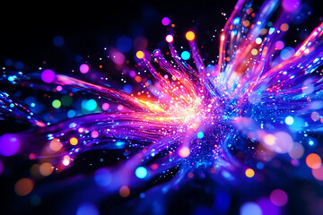 Fototapeta premium Dramatic Swirl of Quantum Energy with Light, Particles, and Intense Motion, Representing the Beauty and Unpredictability of Quantum Mechanics