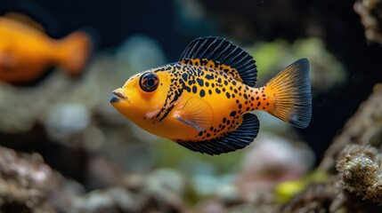 Obraz premium Orange Spotted Fish In Aquarium