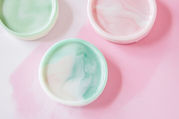 A soothing mix of pastel pink, mint green, and lavender with soft watercolor textures and smooth gradients. Ideal for calm, peaceful visuals such as wellness or baby-themed designs.