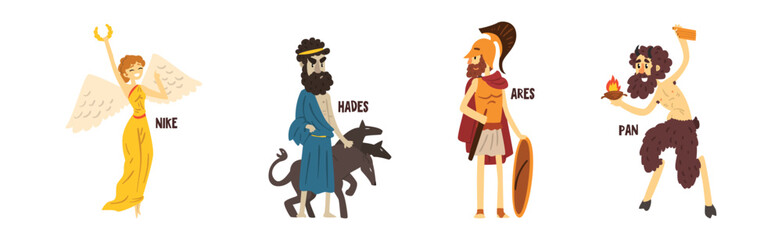 Greek God as Ancient Mythology and Religion Vector Set