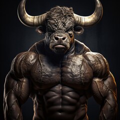 Muscular Bull Portrait for Bodybuilding