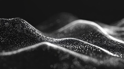 Abstract Shimmering Dotted Waves Background in Monochrome Design