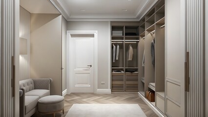 Fototapeta premium Ultra minimalist home interior with neutral tones