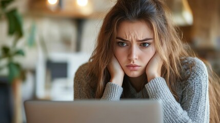 Unhappy Sad Developer Programmer Woman In Stress Coding Software On Computer