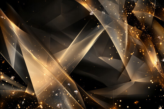 Abstract sparkling diamond textures interwoven with metallic surfaces and glowing gold accents, creating an elegant and opulent background.