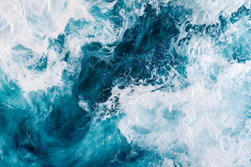 Fototapeta premium A tranquil ocean blue and soft white abstract background with gentle waves, fluid patterns, and a relaxing vibe. Perfect for beach, marine, and nature-inspired visuals.