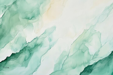 A tranquil seafoam green and white abstract background with soft watercolor brush strokes and a calm, relaxing feel.