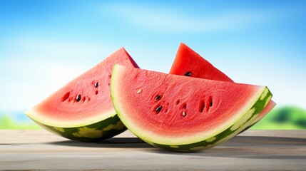 Fresh Watermelon Slices on White Background