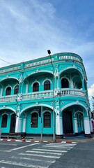 Fototapeta premium Architecture, house and streets of the old town on Phuket Island