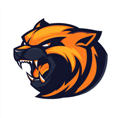 Bold Vector Art Style Bearcat Sports Logo Featuring Fierce Facial Expression and Striking Colors