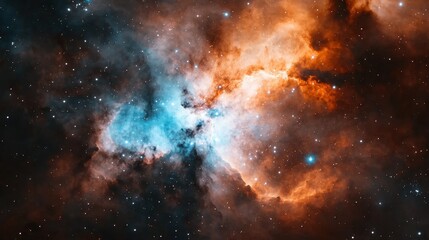 Fototapeta premium Nebula in Colorful Space with Stars and Cosmic Dust Brilliantly Lit