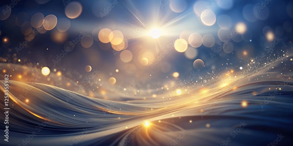 Fototapete abstract golden waves with sparkling lights and bokeh background