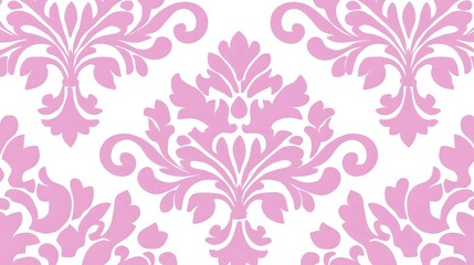 Elegant Pink Floral Pattern on White Background for Vintage Design