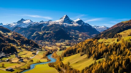 Autumnal Panoramic Landscape of La Clusaz