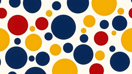 Colorful Geometric Pattern with Blue, Yellow, Red and White Circles