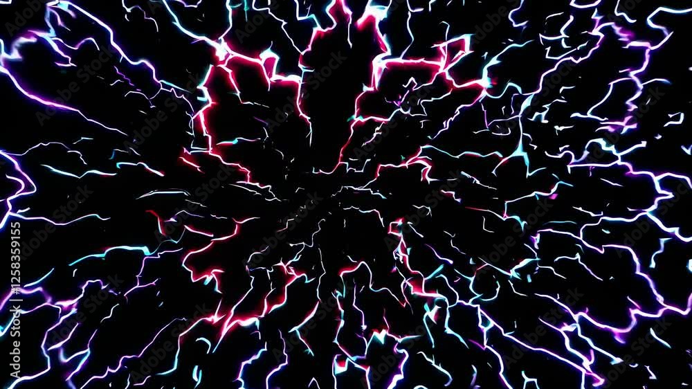 Poster dynamic electric patterns illuminate in a mesmerizing display of light and color against a dark back