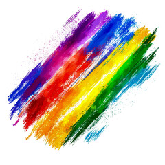 Vibrant rainbow brush strokes on a transparent background