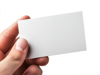 Obraz premium Hand Holding a Blank Business Card Template for Professional Design Presentation Mockup Branding Idea