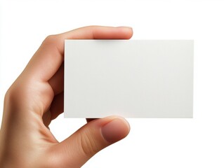 Obraz premium Hand Displaying a Blank White Card for Business or Personal Use Presentation Ready Marketing Tool