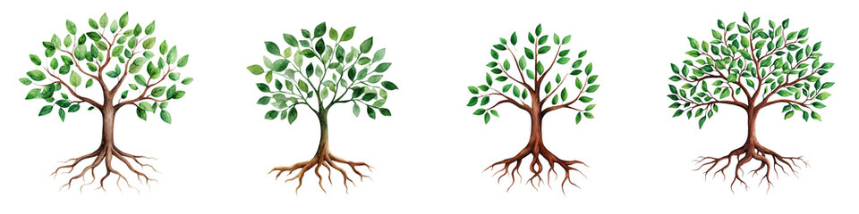 Fototapeta premium Illustrated Growth Stages of a Tree from Seedling to Maturity