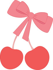Cherry with a bow. Isolated vector illustration.