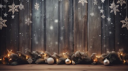 Rustic Christmas Decoration on Wooden Table