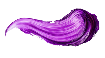 Purple paint stroke creating a vibrant artistic design on transparent background