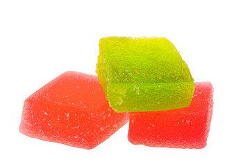 fruit marmalade cubes isolated