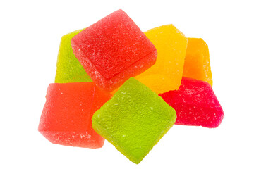 fruit marmalade cubes isolated
