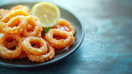 Plate of fried calamari.