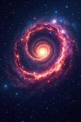 Majestic spiral galaxy with bright stars and twinkling lights, space, stars, nebula