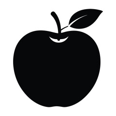 Simple Black Silhouette of an Apple