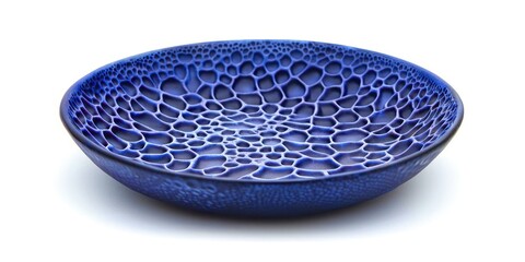 Blue plate with a pattern of small squares