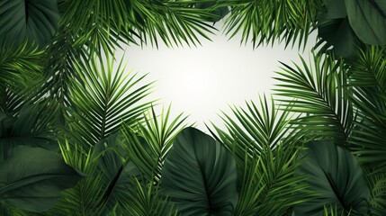Obraz premium Stylish Overlay Green Palm Leaves Design with Copy Space