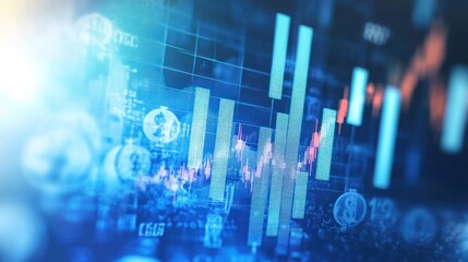 Abstract financial data visualization with charts and graphs.
